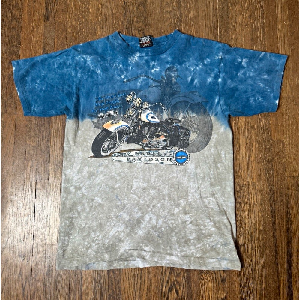 VTG 1998 Harley-Davidson Myers-Duren Tulsa OK Tie-Dye T-Shirt Large Biker Tee